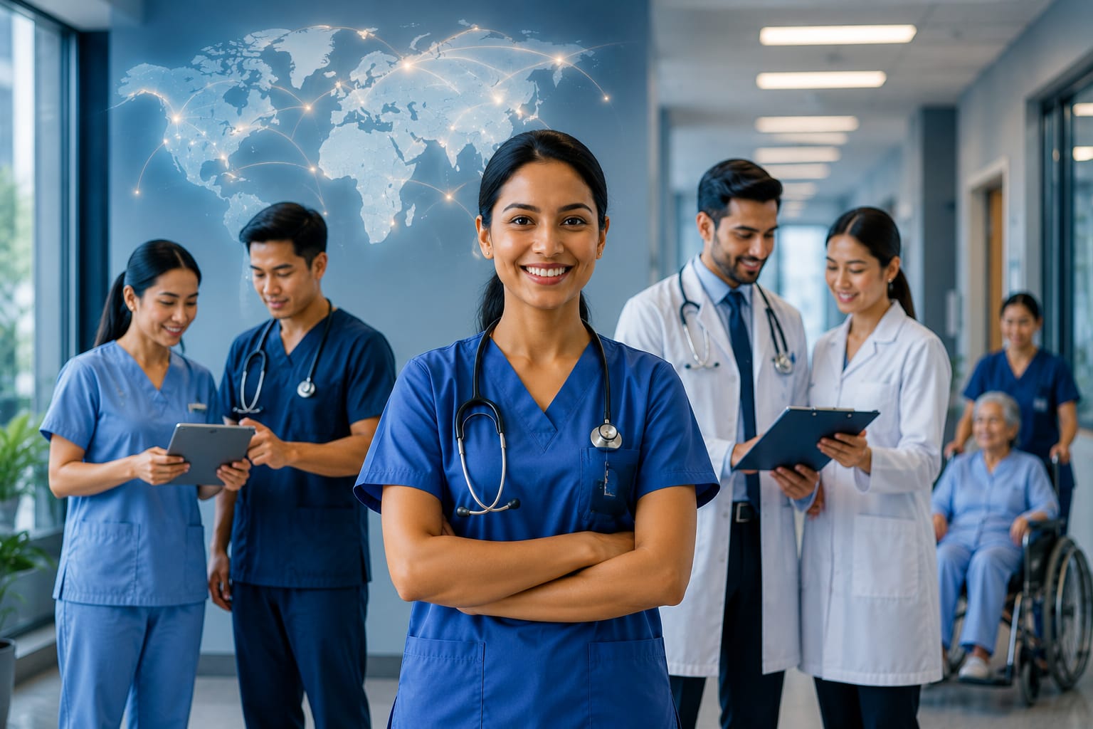 Healthcare professional supporting a patient